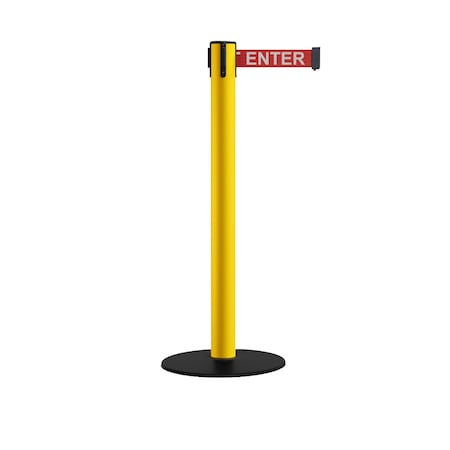 Montour Line Retr. Belt Stanchion, Low Base, 3in YLW Post 14' R.Cau.Belt S660-YW-CAURW-140